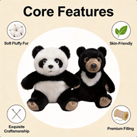 Peluche Panda et Ours Noir, Jouet Animal Mignon, Poupée Douce, Compagnon pour Câliner, Jouet Sûr pour Enfants