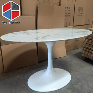 <span class=keywords><strong>Table</strong></span> à manger ovale Tulip de qualité Eero <span class=keywords><strong>Saarinen</strong></span> 48x84 pouces avec plateau en marbre de Carrare - Product Image 4