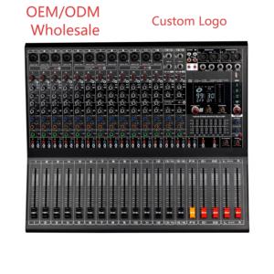 Console de mixage audio professionnelle 8-16 canaux avec 99 effets DSP intégrés, égaliseur graphique 7 bandes, lecture Bluetooth USB, double sortie de groupe - Product Image 1