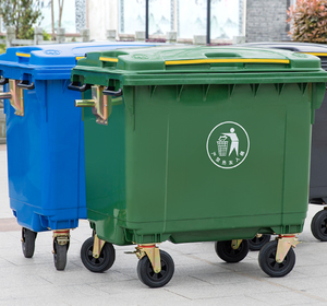 รถขยะหนาขนาด660ลิตรถังขยะพลาสติกทางการแพทย์กลางแจ้งทำความสะอาดชุมชนรถสุขาภิบาลแบบใช้มือผลัก - Product Image 3