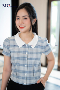 TA1505เสื้อบาสซีแฟชั่นสไตล์สำนักงานสำหรับผู้หญิงเสื้อผ้าแฟชั่นชั้นสูงสำหรับตกแต่งในช่วงฤดูร้อนลายทางสีชมพูหรือสีฟ้า - Product Image 4