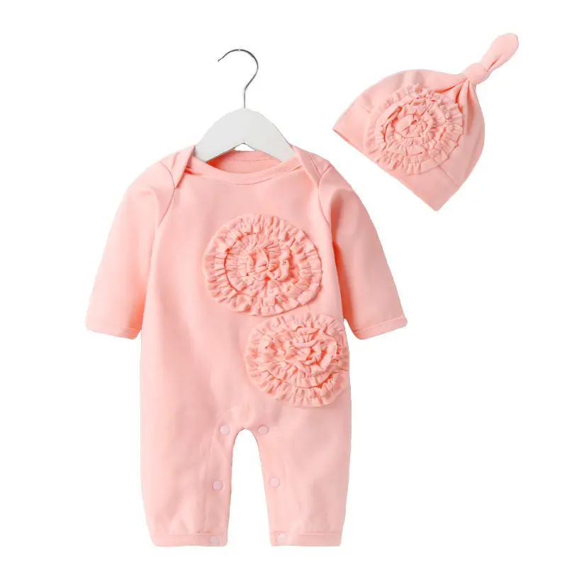 בגדי תינוקות בסגנון סתיו מוכנים למשלוח בגדי תינוקות שזה עתה נולדו ילדה 0-3 חודשים בגד גוף כותנה לתינוק סיטונאי