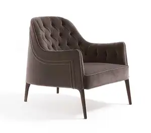 Designer Home Furniture Grey Velvet Lounge Chair Chaise