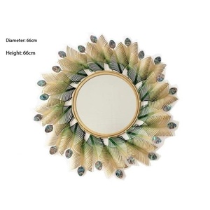 Specchio <span class=keywords><strong>in</strong></span> <span class=keywords><strong>Ferro</strong></span> con Piume di Pavone di Lusso, Decorazioni da Parete per Soggiorno, Ingresso e Corridoio - Product Image 6