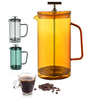Cafetière à piston en verre borosilicate à paroi simple, acier inoxydable 304, presse à café transparente, 350 ml