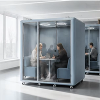Cabine de réunion insonorisée mobile pour 4 personnes, cabine téléphonique acoustique de bureau, studio préfabriqué avec système de ventilation avancé