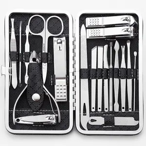 Pu 19Pcs Manicure Kit Verzorgingstool Nagelknipper Set Schoonheidssalon 19-delige Manicure Pedicure Set Roestvrijstalen Nagelgereedschapset