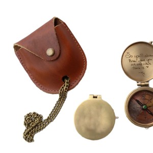 Cross-border similar compass waist-hanging protective <b>case</b>, PU leather pocket <b>watch</b> bag, camping and adventure compass bag - Product Image 5