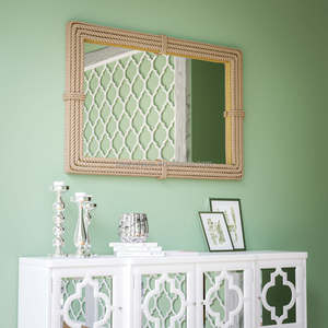 Corde de rotin rectangulaire rurale nordique japonais Vietnam mur longueur de plancher corde enveloppé Vintage Console Table Spejel Espejos miroir - Product Image 2