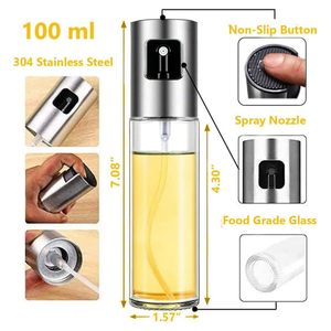 Botella pulverizadora de aceite de <span class=keywords><strong>oliva</strong></span> de vidrio de lujo de 100ML para cocinar ensalada barbacoa hornear asar - Product Image 2
