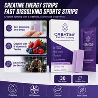 Créatine Énergie – Bandes Orales à Dissolution Rapide, Vitamines B, Taurine, Sans Caféine – Sport, OEM, Marque Privée