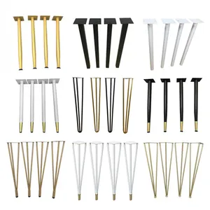 Nordic DIY Custom Schwarz Gold Silber Weiß Büro Tragbare dekorative Gusseisen High Conoid Tapered Clamp Haarnadel Stuhl Tischbein