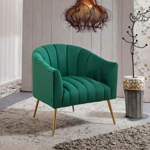 Fauteuil individuel de luxe, confortable, en velours, fauteuil baril, canapé, fauteuil d'appoint pour salon - Product Image 4