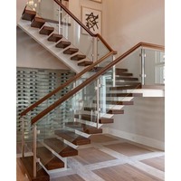 Bande de roulement en bois d'escalier mono de Offre Spéciale avec l'escalier en verre ultra moderne de balustrade