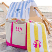 Toalla de playa de algodón reciclado de 60x180CM, Toalla de baño a rayas de secado rápido con logotipo bordado, Toalla de baño de playa absorbente sin arena