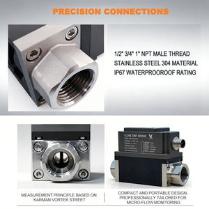 DN8 kecil vortex Flowmeter cairan Karman Vortex aliran & Sensor suhu - Product Image 4