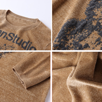 Pull-over en tricot personnalisé pour femme avec motif chameau et lettres imprimées, à manches longues, décontracté, vente en gros, fabricant de tricots