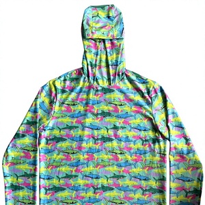 Camisa de Pesca con Capucha y Estampado de Tiburón Colorido para Hombre, Protección Solar UPF 50, Manga Larga, Anti-UV, Ropa para Exteriores - Product Image 4