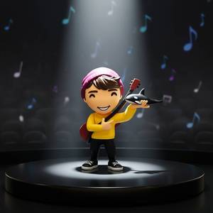 Nuova Adorabile Statuetta Musicista in PVC, Personalizzabile, Stile Vinile, da Collezione, con Chitarra e Orca, Scala 1:18 per OEM/ODM - Product Image 4