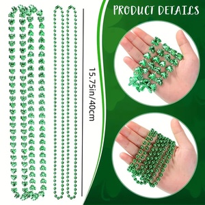 Collana in Plastica <span class=keywords><strong>per</strong></span> San Patrizio, Ciondolo a Quadrifoglio con Perline Irlandesi, Decorazione <span class=keywords><strong>per</strong></span> <span class=keywords><strong>Feste</strong></span> e Festività - Product Image 2