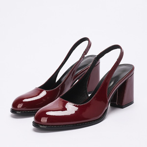 Nuevos <span class=keywords><strong>Zapatos</strong></span> de Trabajo Cómodos de Tacón Cuadrado para <span class=keywords><strong>Mujer</strong></span>, de <span class=keywords><strong>Charol</strong></span>, con Punta Redonda, Cierre Deslizante y Estilo Slingback, Ideales para Verano y Otoño - Product Image 5