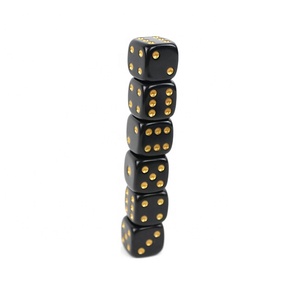 Dés d'obsidienne noirs de 16mm avec points dorés, figurine en mélamine d6 6 dés latéraux 5g par pièce pour jeu de table de casino - Product Image 4