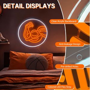 Muscle Arm Letreros Neon LED indoor hanging ambient light shop <b>sign</b> wall decoration light entrance indicator light luminous <b>sign</b> - Product Image 2