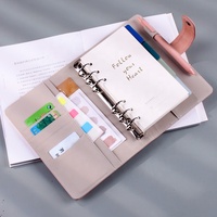 Carnet personnalisé A6 en cuir PU rigide rose avec porte-stylo pour agenda 2027, classeur à anneaux, journal et papeterie