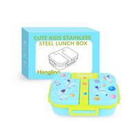 Boîte à bento en acier inoxydable pour enfants Hong Ling, 2/3 compartiments, anti-fuite, avec couverts, pour les enfants à l'école