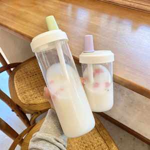 Bouteille d'eau en plastique borosilicate sans BPA de haute qualité 500 ml et 850 ml avec sangle en cuir bulle pour thé au lait et autres boissons - Product Image 4