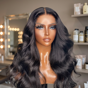 Perruque Full Lace en Cheveux Vierges Indiens, Longue, Noire Naturelle, avec Dentelle Suisse et Cheveux de Bébé, Dentelle Transparente, Taille Moyenne - Product Image 2
