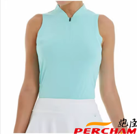 Camisetas sin mangas de tenis de secado rápido con media cremallera, camisetas cómodas de Golf que absorben el sudor, camisetas de Polo sin mangas para mujer