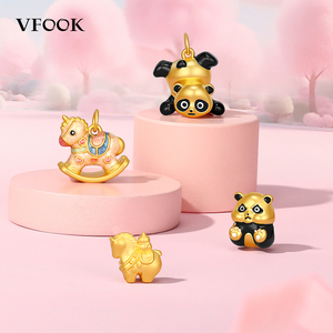 Подвеска VFOOK в форме лошади из разноцветной эмали, гипоаллергенное украшение из чистого золота 24K, шармы для персонализированных изделий - Product Image 3