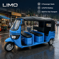 Rickshaw électrique 6 places, tuk-tuk tricycle avec toit pare-soleil pour service de taxi urbain, vente en gros directe d'usine