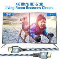 Câbles HDTV 2.0 en nylon tressé en alliage d'aluminium 4K HDR ultra haute vitesse 4K60Hz pour téléviseur UHD, moniteur, ordinateur portable