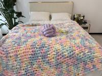Couverture de canapé en polaire moelleuse OEM, tricotée en fil chenille avec motif à pois et marin, couvertures douillettes et chaudes pour lit