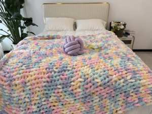 Manta de Lana Suave y Acogedora, Manta de Hilo <span class=keywords><strong>Bernat</strong></span>, Hilo Chenilla Tejido con Patrón de Puntos y Marinos, Mantas Cálidas para Cama - Product Image 3