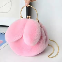 Sac à main princesse en fausse fourrure, sacs en peluche, nouveau sac à chaîne, sac à main mignon avec oreilles de lapin, rose mignon, beauté