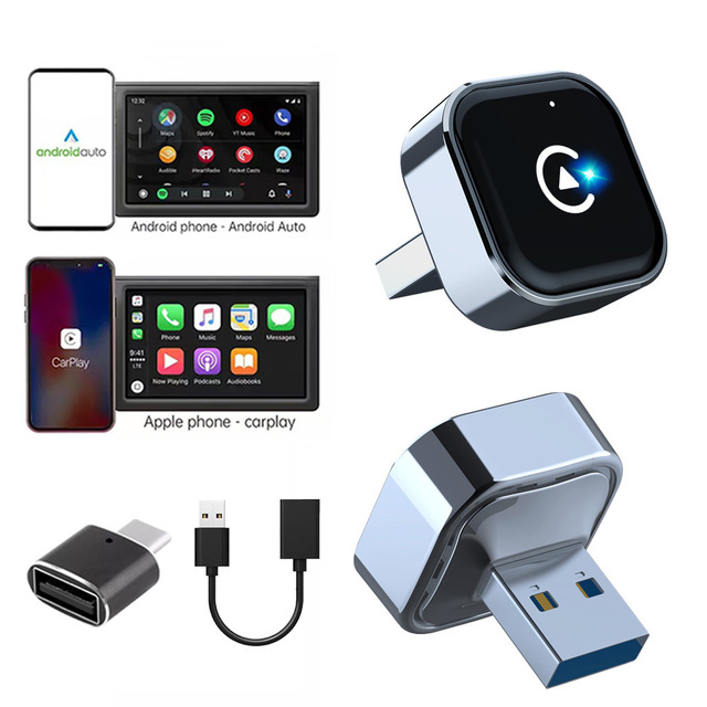 2 in 1 Carplay and Android Auto Adapter for Converts Wired to Wireless with Usb-Powered Wi-Fi,Suitable for Vehicles Easy Install