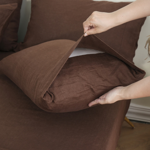 Bền Vững Bộ Giường Linen Duvet Nâu Pháp Lanh Linen Duvet <span class=keywords><strong>Cover</strong></span> Giường Đơn Và Duvet Bao Gồm 3 Pcs - Product Image 5