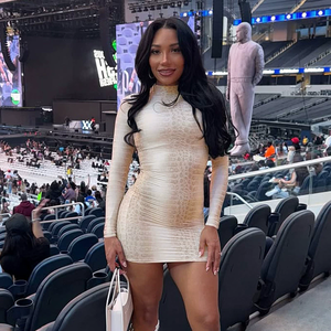 GHY6574 <span class=keywords><strong>Abito</strong></span> <span class=keywords><strong>Invernale</strong></span> da <span class=keywords><strong>Donna</strong></span> Sexy Avvolgente con Collo Alto, Stampa Motivo Serpente, Maniche Lunghe, Vestito Aderente - Product Image 3