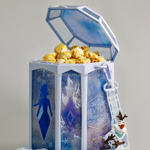 Custom Plastic Cartoon Popcorn Bucket Container Cinema Movie Theater Popcorn Bowl Tray Container with Toy Figural Lanyard