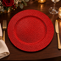 Assiette de présentation ronde en plastique 13 pouces à texture losanges, rose moderne, revêtement poudré, pour décoration de table de fête