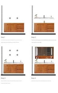 Meuble <span class=keywords><strong>de</strong></span> salle <span class=keywords><strong>de</strong></span> bain mural sur mesure, design moderne, nouveau modèle, avec vasque intégrée et ensemble WC - Product Image 6