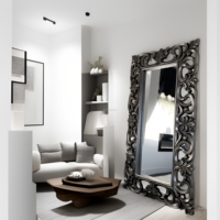 Miroir encadrée rectangulaire vintage de style baroque pour salon, grand miroir de corps entier, décoration de la maison, miroir de sol décoratif