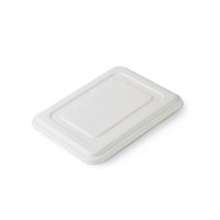 Contenant alimentaire jetable biodégradable en canne à sucre recyclée, 3 compartiments, 1000 ml (48 oz), avec couvercle transparent