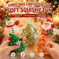 Jouets Squishy de Noël en Gros : Père Noël, Bonhomme de Neige, Sapin en Maltose Scintillante, Balle Anti-Stress en TPR pour Enfants, Cadeaux de Fête