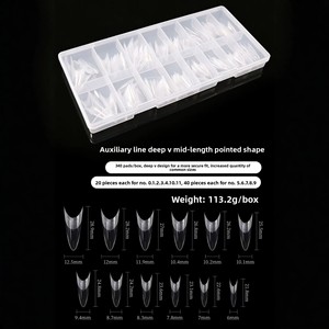 Ongles artificiels fins, profonds en V, avec lignes de guidage, demi-couverture peu profonde, effilés, carrés, stilettos, ovales - Product Image 1