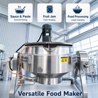 Marmite de cuisson industrielle à double enveloppe pour la transformation alimentaire, corps en acier inoxydable avec décharge inclinable manuelle par volant, cuiseur industriel