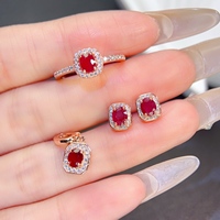 Hot Sale Good Price 925 Sterling Silver Natural Ruby Jewelry Set 4x5mm Luxury Fashion Wedding Engagement Anniversary Gift